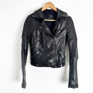 Rare Zara Black Lamb Leather Biker Moto Jacket size S